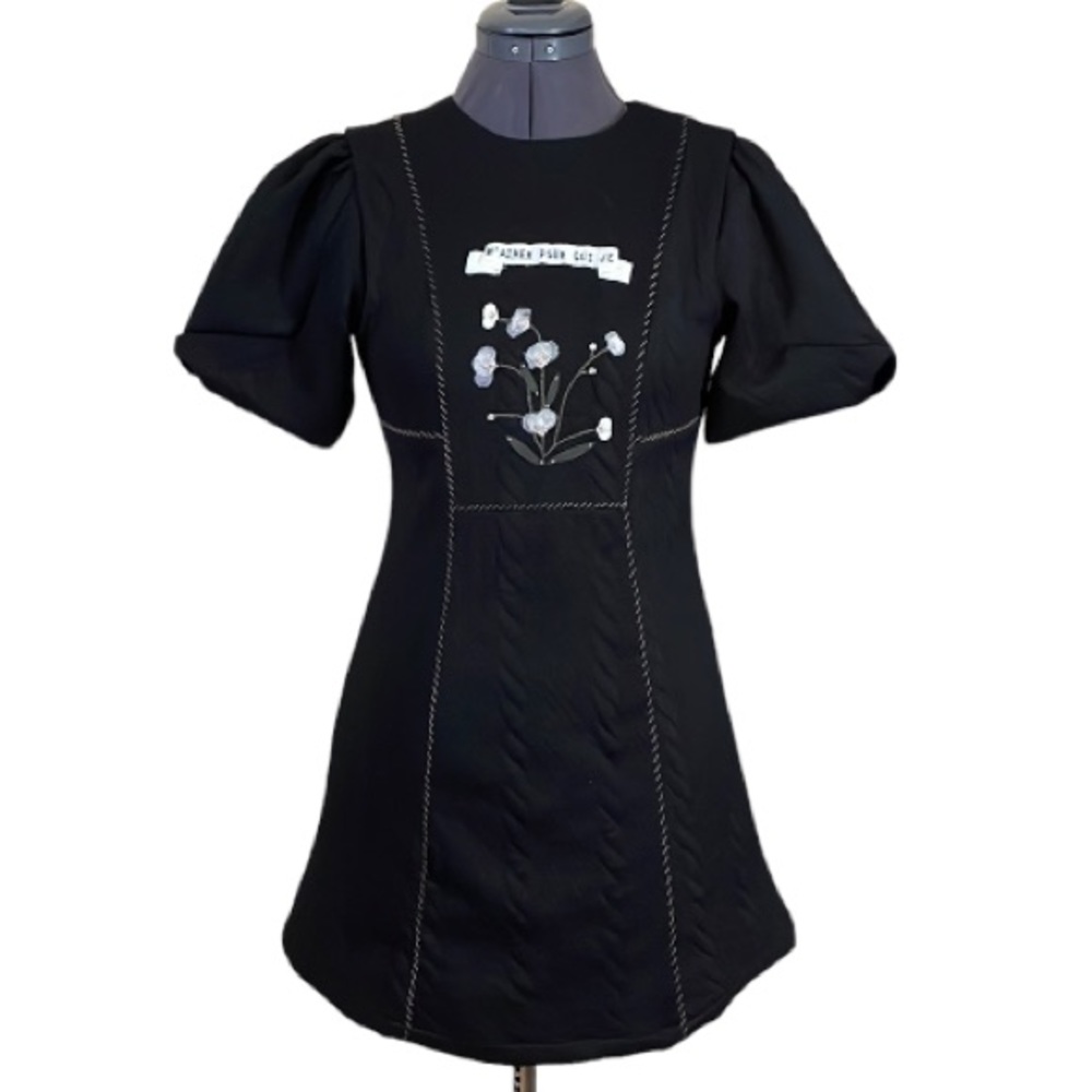 The Maven Saigon Black Dress with Puff Sleeves